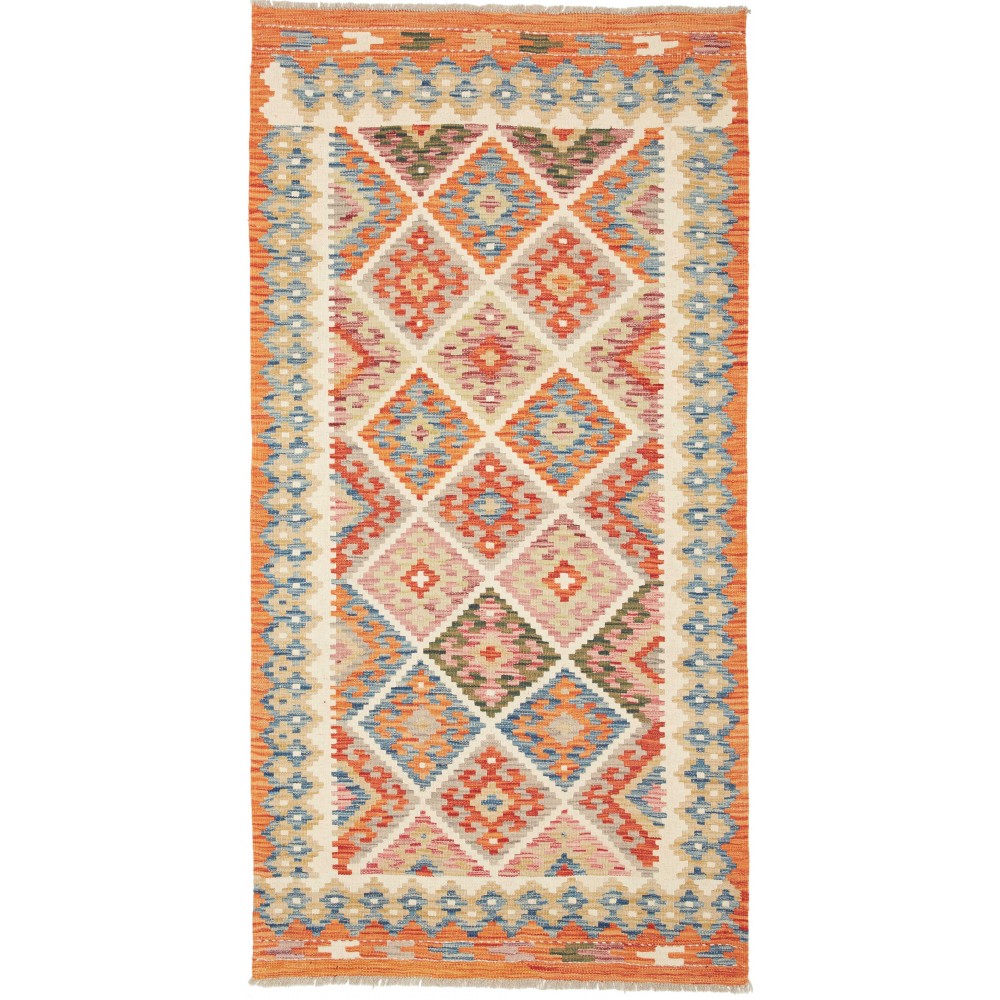 Tappeto Kilim Afghanistan marrone arancione 102x198