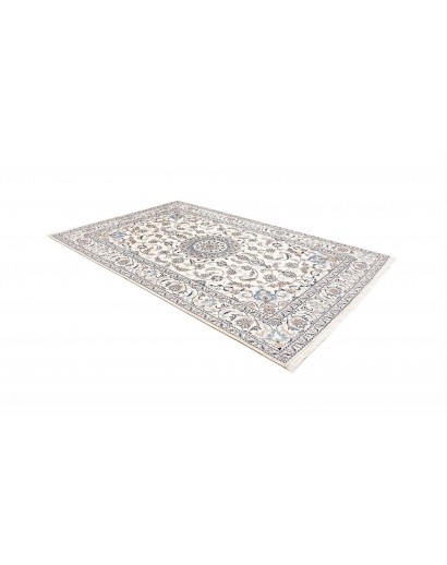 Tappeto Nain Kashmar Persia bianco grigio 196x300
