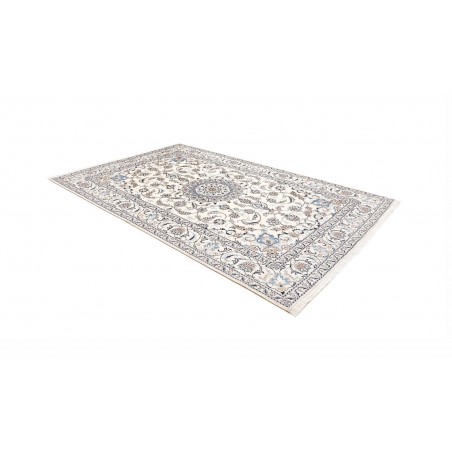 Tappeto Nain Kashmar Persia bianco grigio 196x300