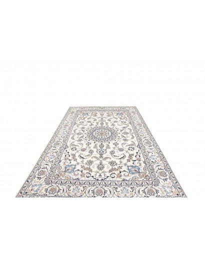 Tappeto Nain Kashmar Persia bianco grigio 196x300