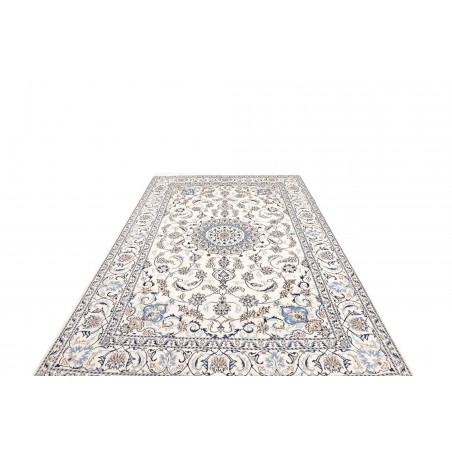 Tappeto Nain Kashmar Persia bianco grigio 196x300