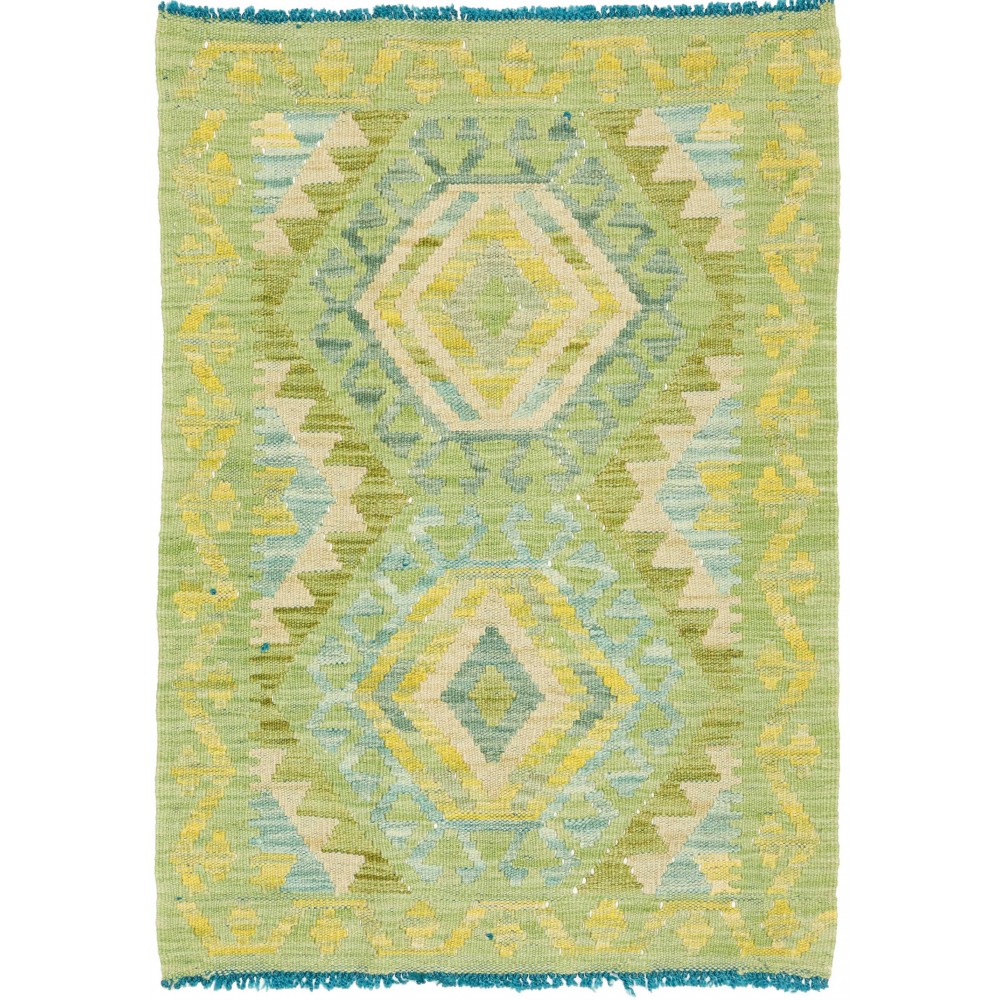 Tappeto Kilim Afghanistan marrone verde 65x90