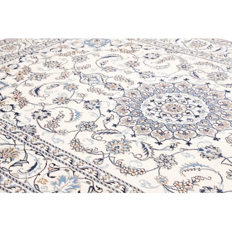 Tappeto Nain Kashmar Persia bianco grigio 196x300