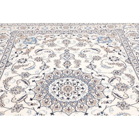 Tappeto Nain Kashmar Persia bianco grigio 196x300