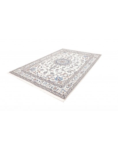 Tappeto Nain Kashmar Persia bianco grigio 200x292