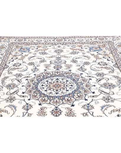 Tappeto Nain Kashmar Persia bianco grigio 200x292