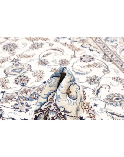 Tappeto Nain Kashmar Persia bianco grigio 200x292