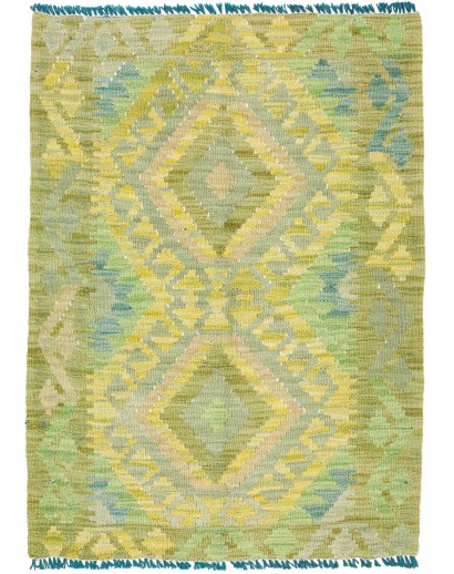 Tappeto Kilim Afghanistan marrone verde 66x89