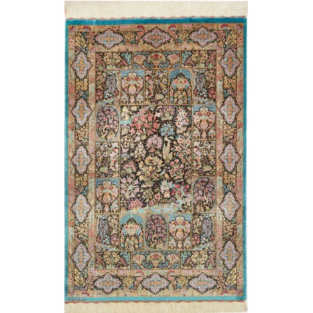 Tappeto Ghom seta Persia beige marrone 79x124