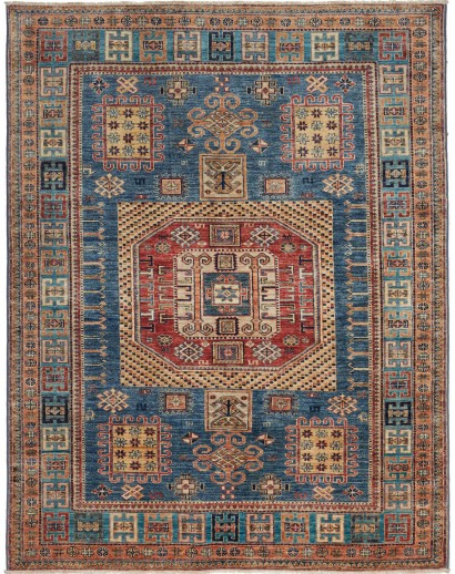 Tappeto Kazak Fine Pakistan azzurro grigio 150x195