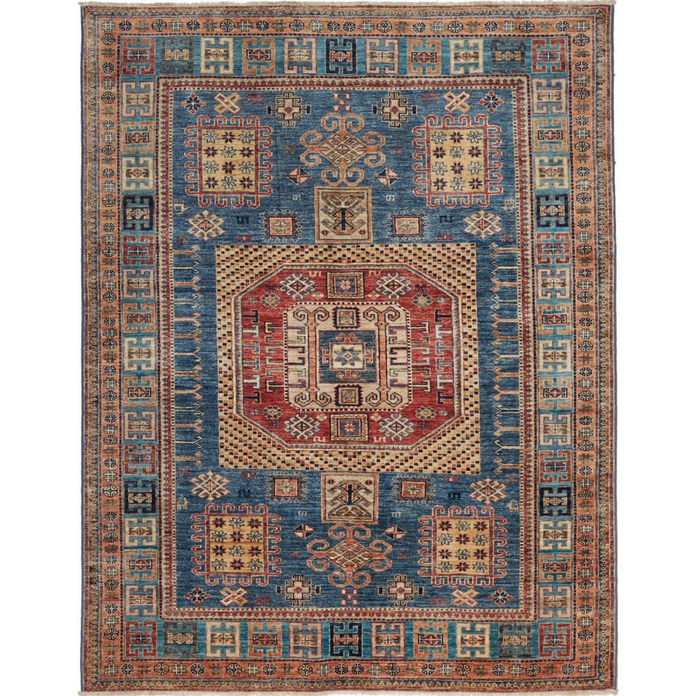 Tappeto Kazak Fine Pakistan azzurro grigio 150x195 Tappeto Kazak Fine Pakistan azzurro grigio 150x195