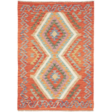 Tappeto Kilim Afghanistan arancione bianco 105x151