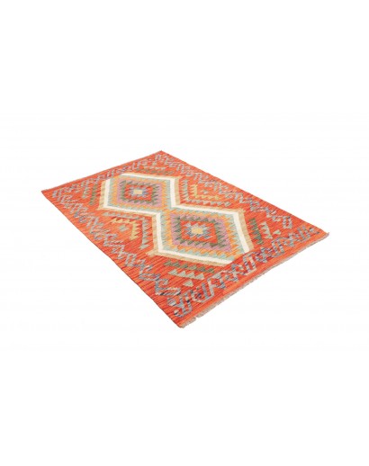 Tappeto Kilim Afghanistan arancione bianco 105x151