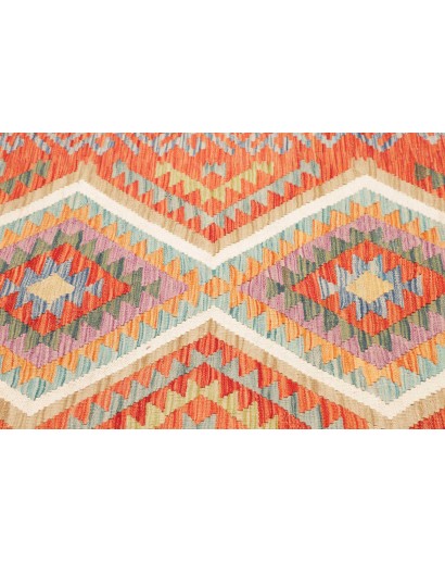 Tappeto Kilim Afghanistan arancione bianco 105x151