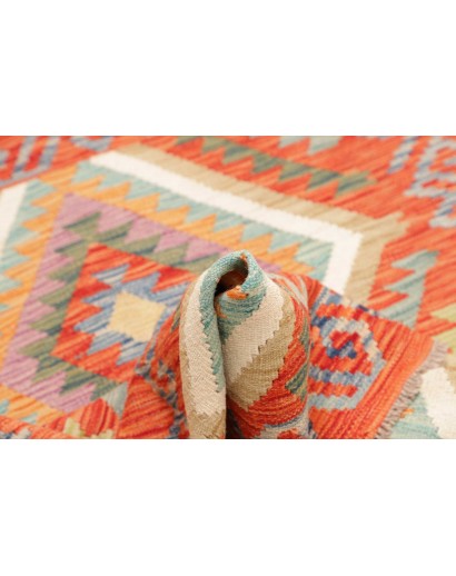 Tappeto Kilim Afghanistan arancione bianco 105x151