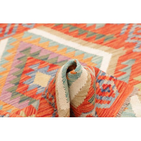 Tappeto Kilim Afghanistan arancione bianco 105x151