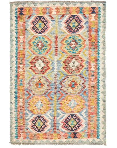 Tappeto Kilim Afghanistan marrone azzurro 104x155