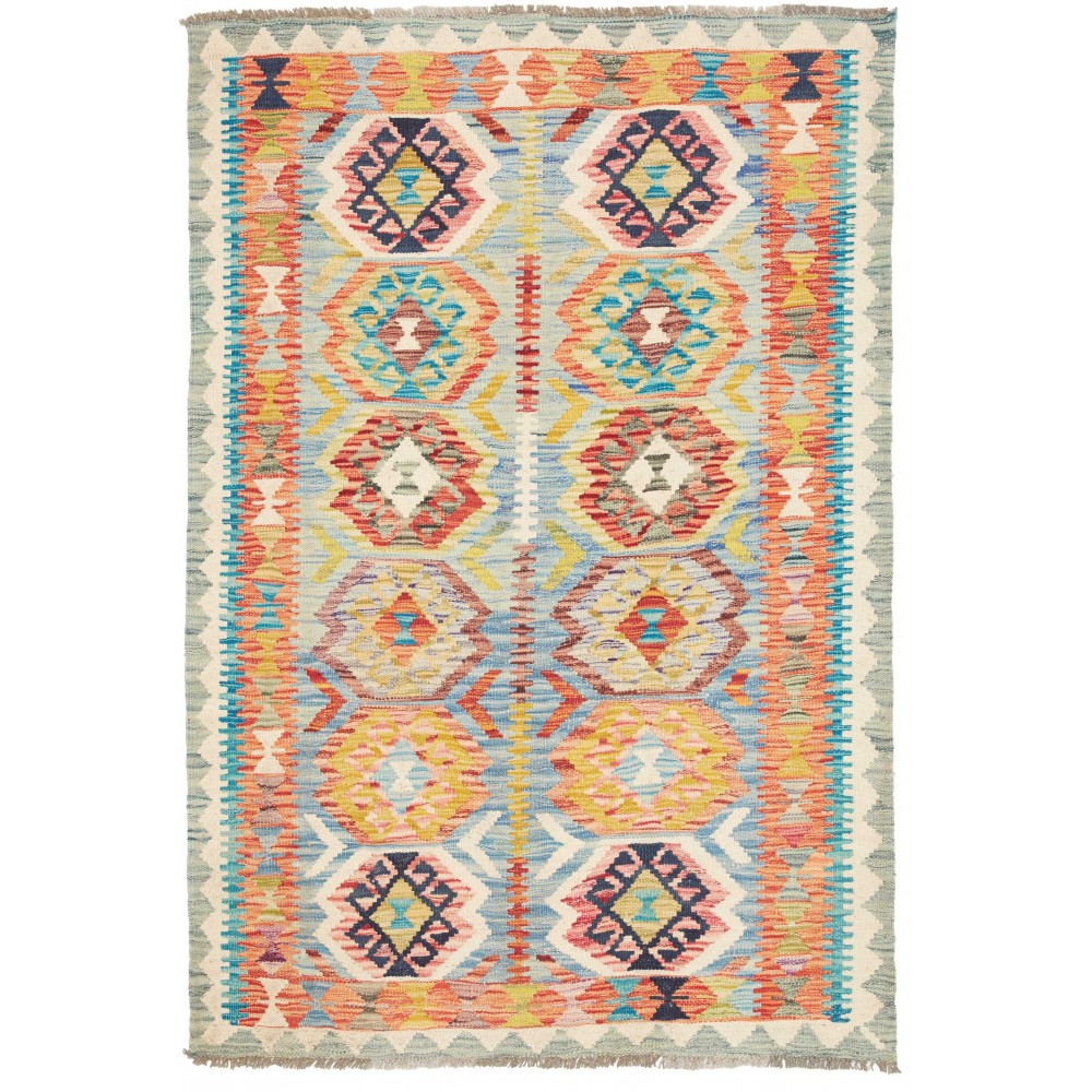 Tappeto Kilim Afghanistan marrone azzurro 104x155