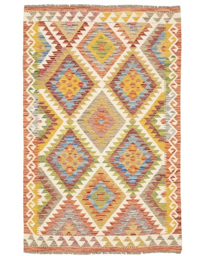 Tappeto Kilim Afghanistan marrone bianco 99x155