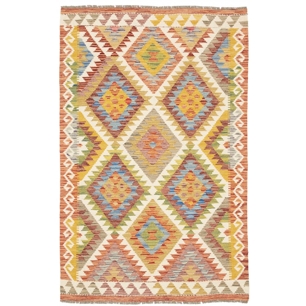 Tappeto Kilim Afghanistan marrone bianco 99x155