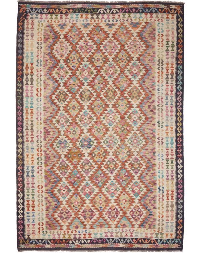 Tappeto Kilim Afghanistan marrone grigio 198x294