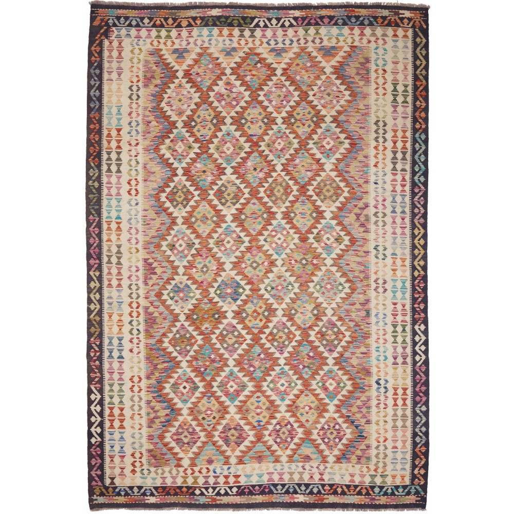 Tappeto Kilim Afghanistan marrone grigio 198x294