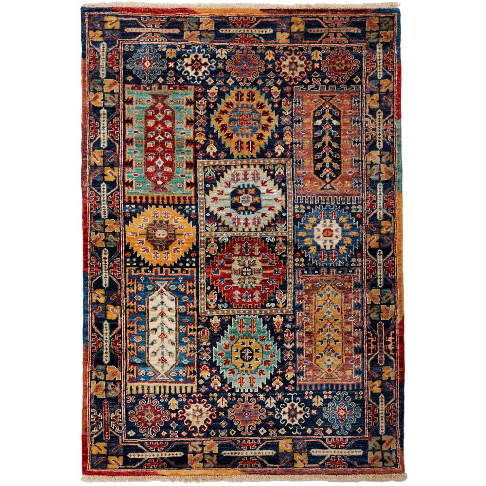 Tappeto Tribal Pakistan grigio marrone 103x150 Tappeto Tribal Pakistan grigio marrone 103x150