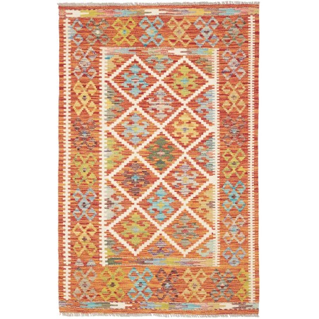Tappeto Kilim Afghanistan arancione marrone 101x154