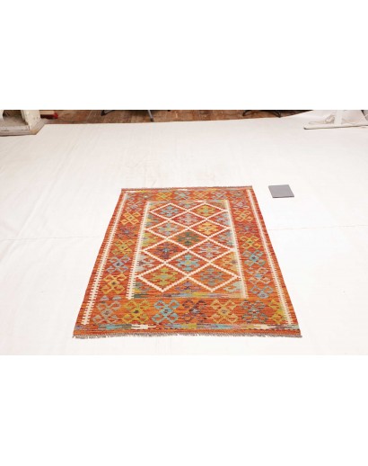Tappeto Kilim Afghanistan arancione marrone 101x154