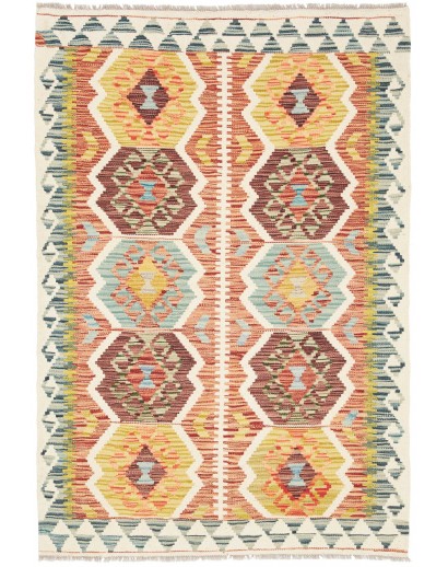 Tappeto Kilim Afghanistan giallo marrone 98x143