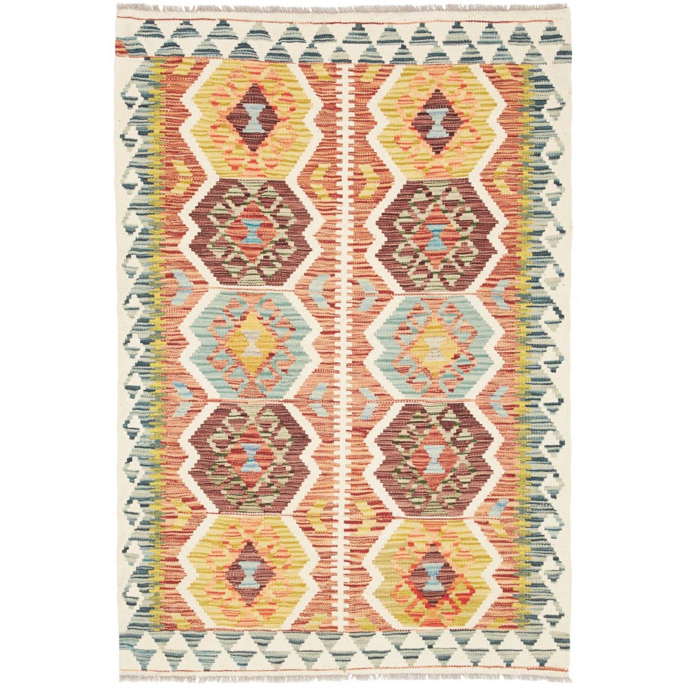 Tappeto Kilim Afghanistan giallo marrone 98x143