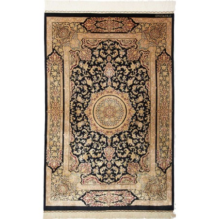 Tappeto Ghom seta Persia marrone blu 100x152