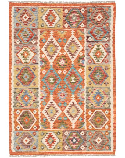 Tappeto Kilim Afghanistan marrone bianco 104x147