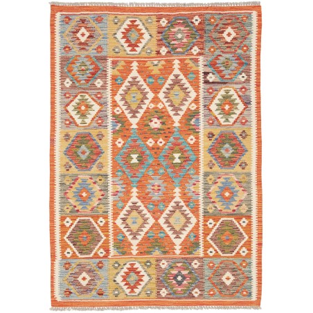 Tappeto Kilim Afghanistan marrone bianco 104x147
