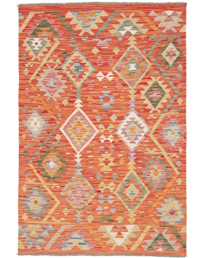 Tappeto Kilim Afghanistan arancione bianco 100x151