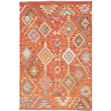 Tappeto Kilim Afghanistan arancione bianco 100x151