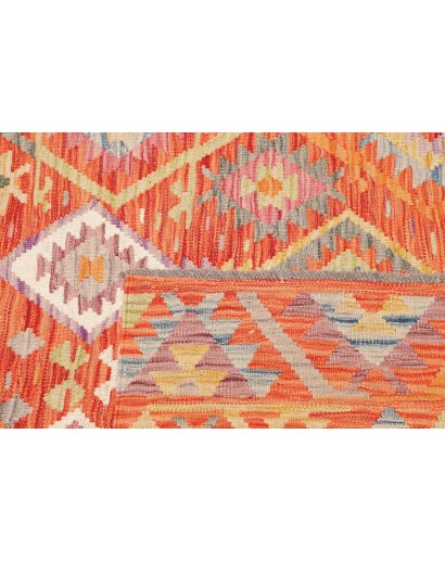 Tappeto Kilim Afghanistan arancione bianco 100x151