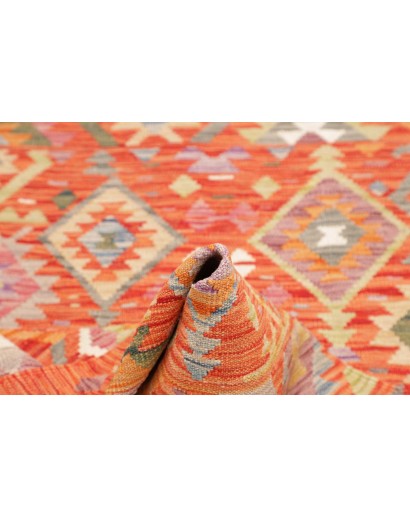 Tappeto Kilim Afghanistan arancione bianco 100x151