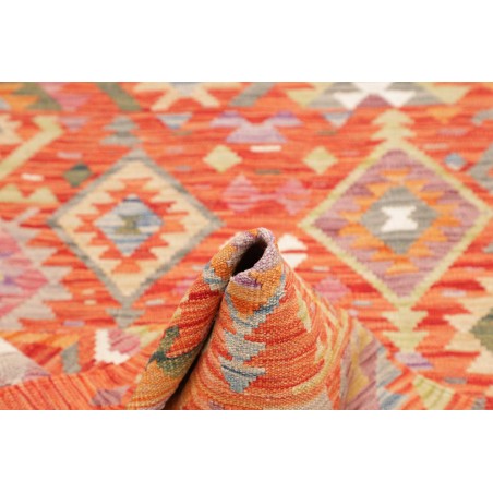 Tappeto Kilim Afghanistan arancione bianco 100x151