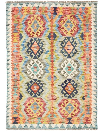 Tappeto Kilim Afghanistan marrone azzurro 106x149