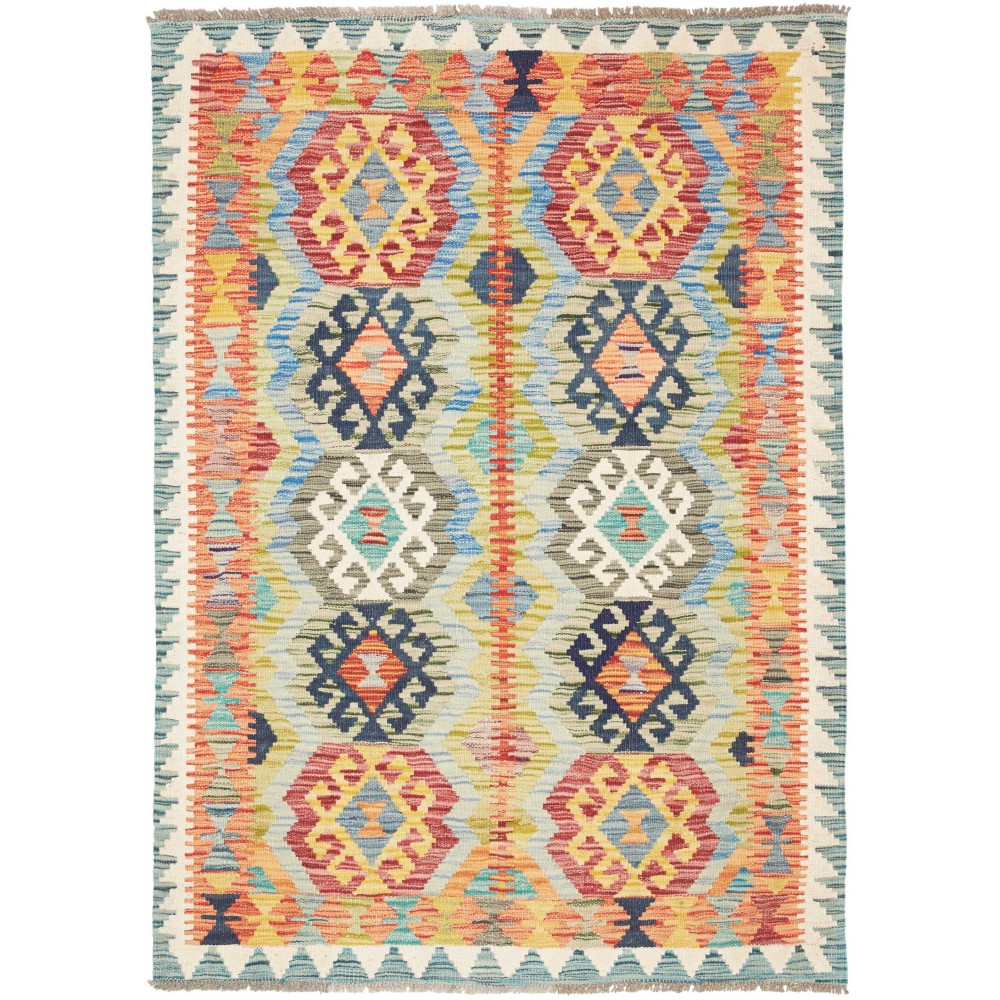 Tappeto Kilim Afghanistan marrone azzurro 106x149