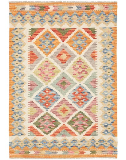 Tappeto Kilim Afghanistan marrone azzurro 100x141