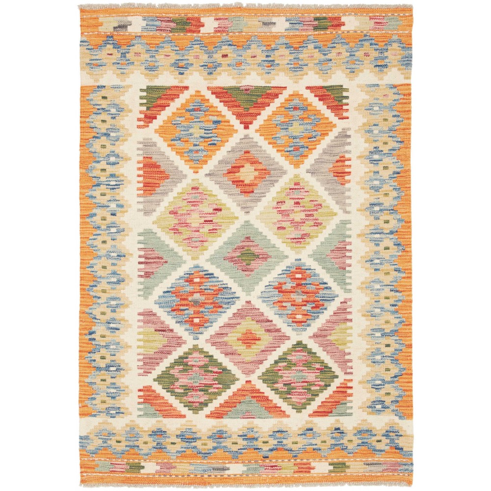 Tappeto Kilim Afghanistan marrone azzurro 100x141