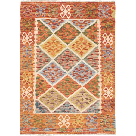 Tappeto Kilim Afghanistan arancione marrone 105x145