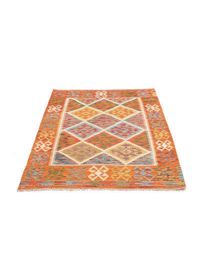 Tappeto Kilim Afghanistan arancione marrone 105x145