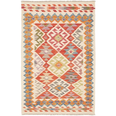 Tappeto Kilim Afghanistan bianco arancione 90x150