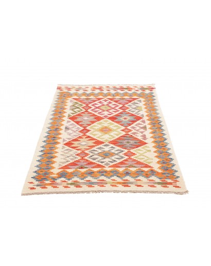 Tappeto Kilim Afghanistan bianco arancione 90x150