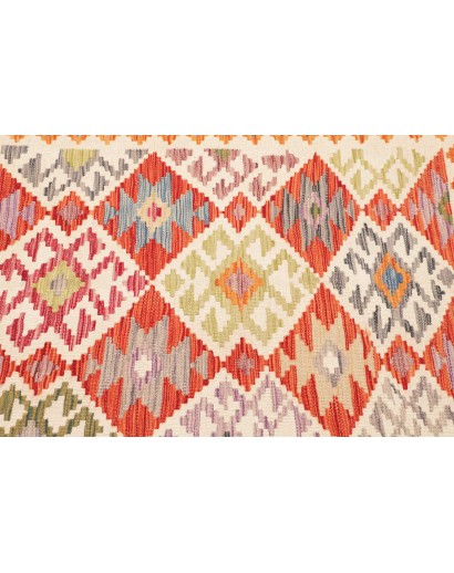 Tappeto Kilim Afghanistan bianco arancione 90x150