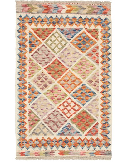 Tappeto Kilim Afghanistan beige arancione 95x157