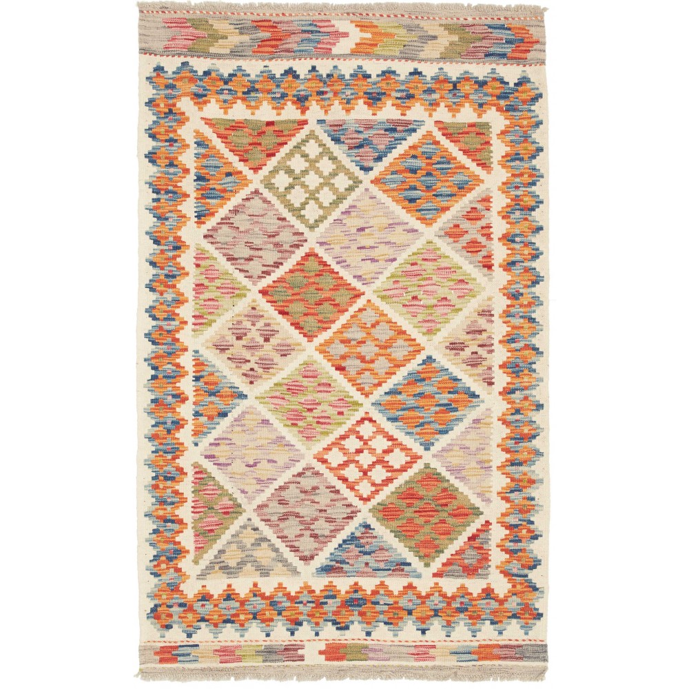 Tappeto Kilim Afghanistan beige arancione 95x157